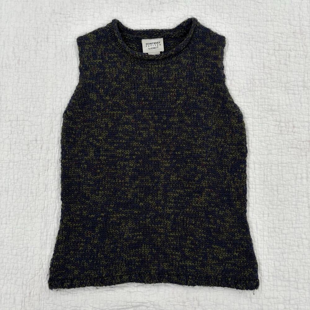 Vintage Monterey Petites Knit Vest Women’s Size Medium Sleeveless Purple Green